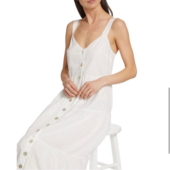 Rails White Violet Tiered Cotton Voile Midi Dress - Picture 4 of 16